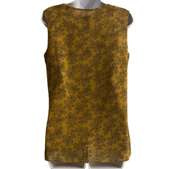 Cabi Womens Sleeveless Keyhole Paisley Print Tunic Top Size S Mustard Yellow - Picture 5 of 5